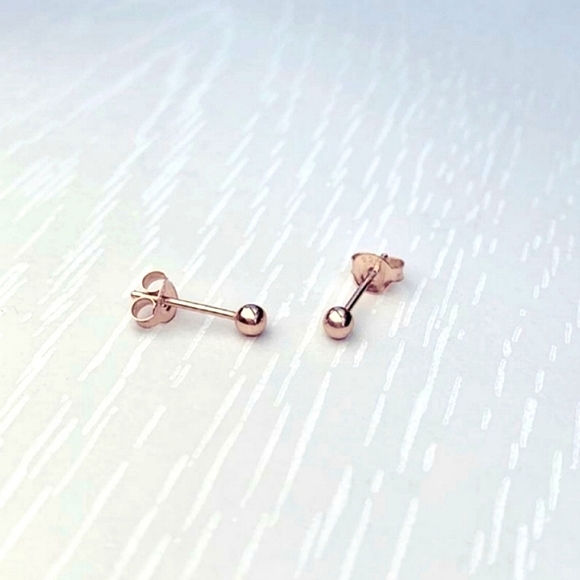 PRIMROSE Rose Gold Ball Stud Earrings - Picture 5 of 9